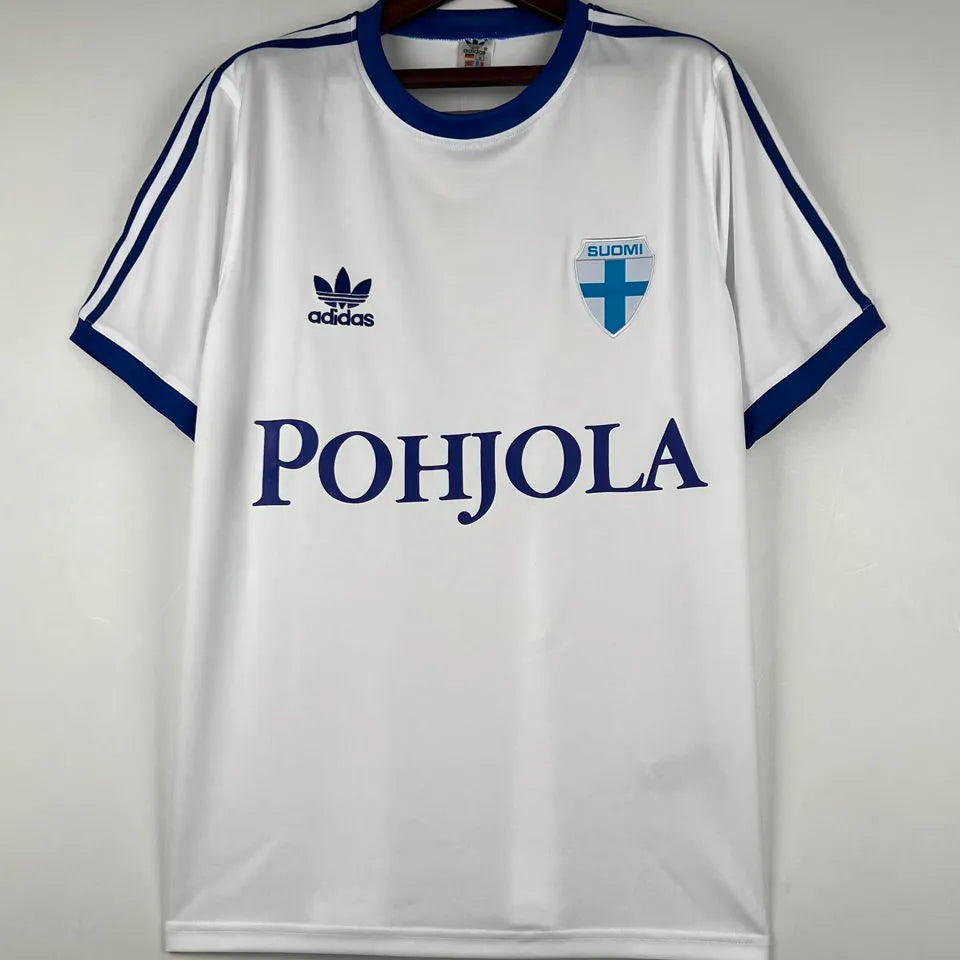 1982 Finland Home White Retro Soccer Jersey Front