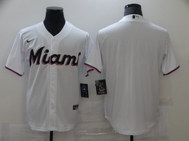 Men's Miami Marlins White Home Blank Replica Jerseys