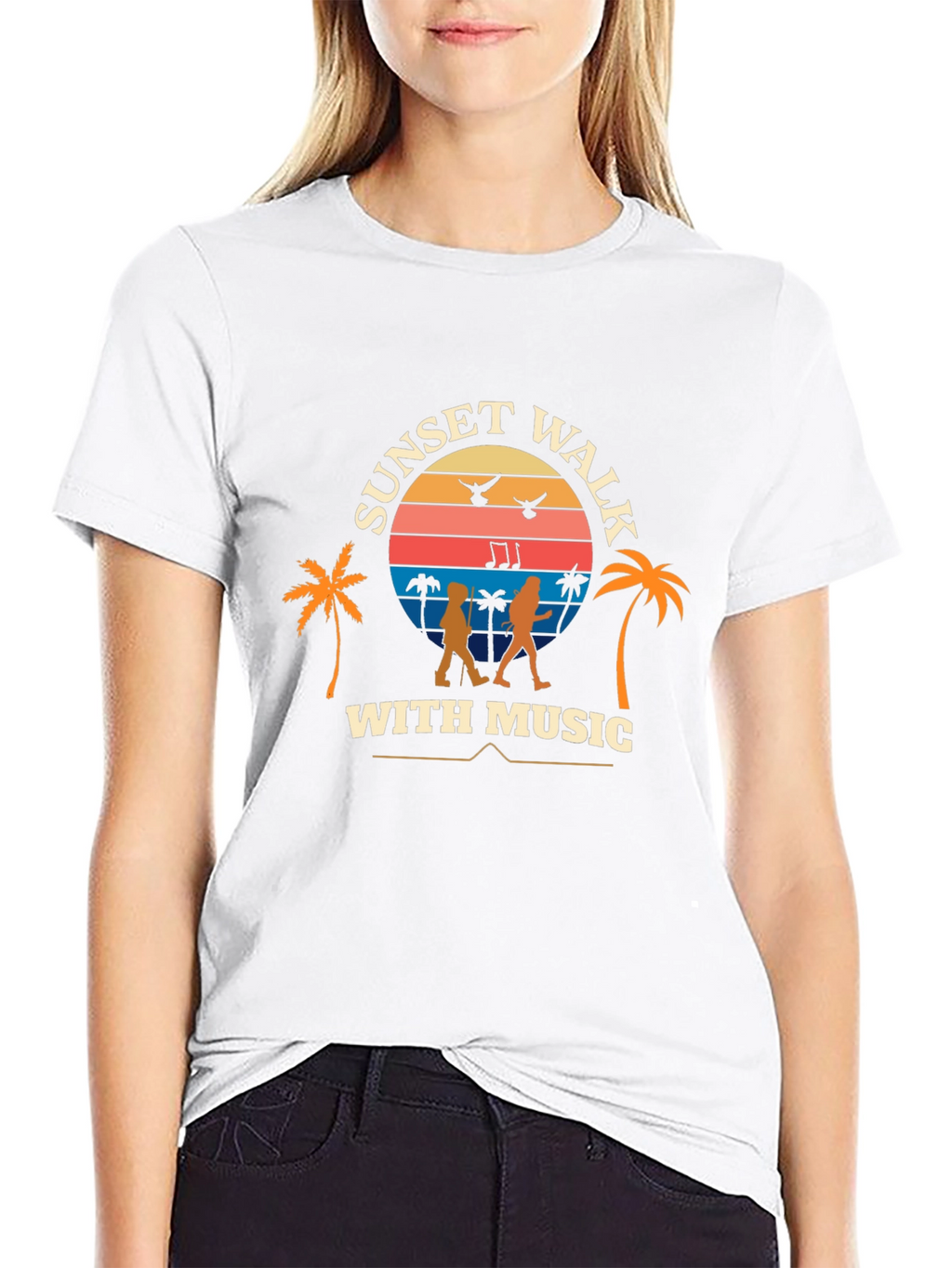 Sunset Walk With Music Graphic Tee