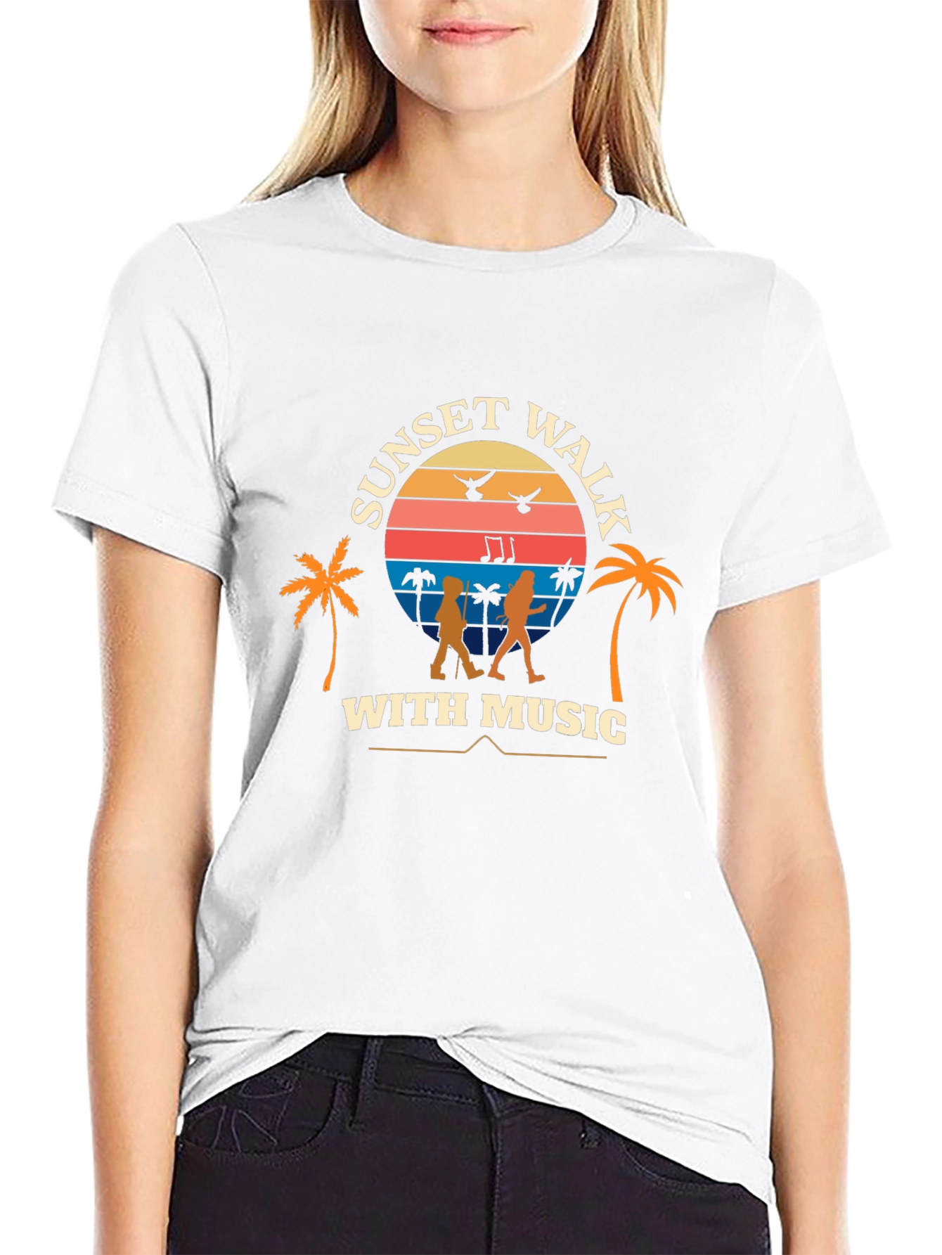 Sunset Walk With Music Graphic Tee