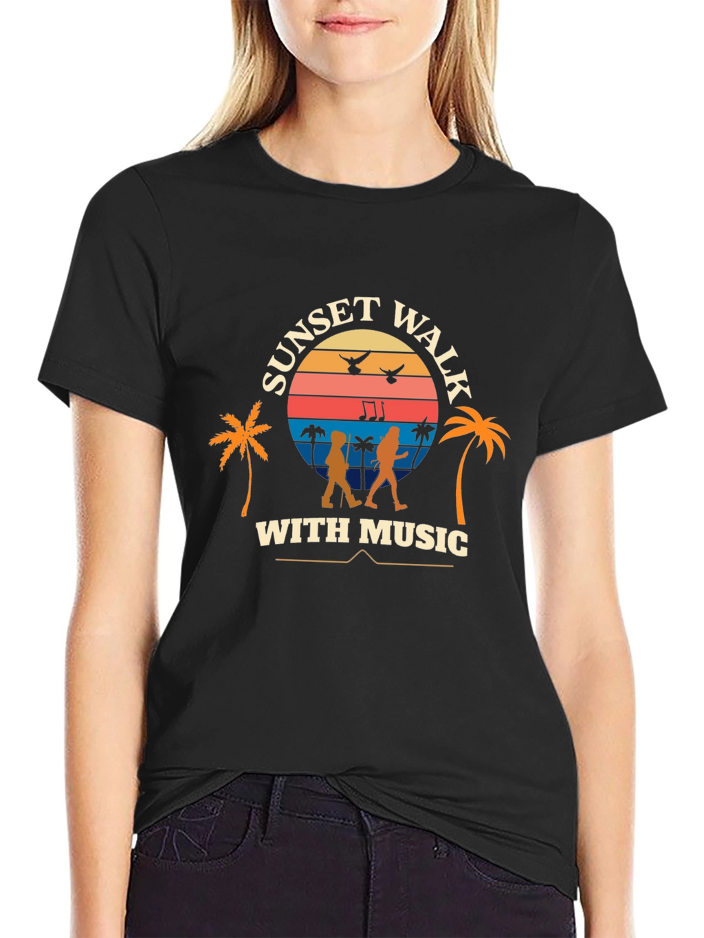 Sunset Walk With Music Graphic Tee
