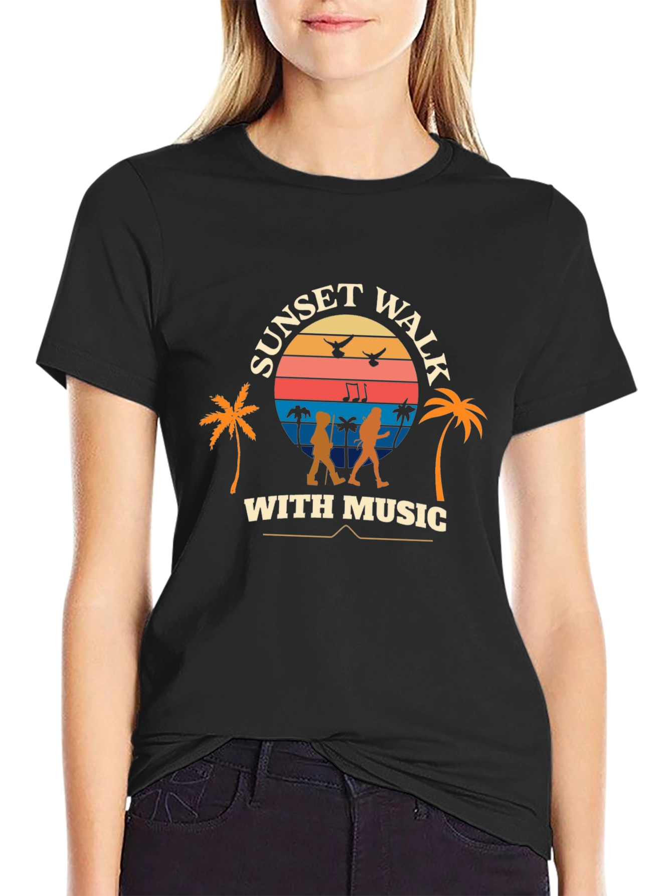 Sunset Walk With Music Graphic Tee