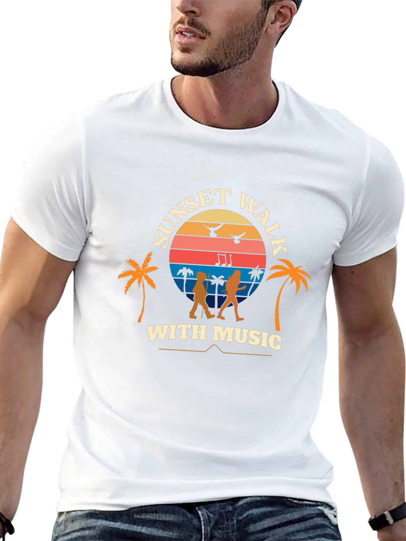 Sunset Walk With Music Graphic Tee