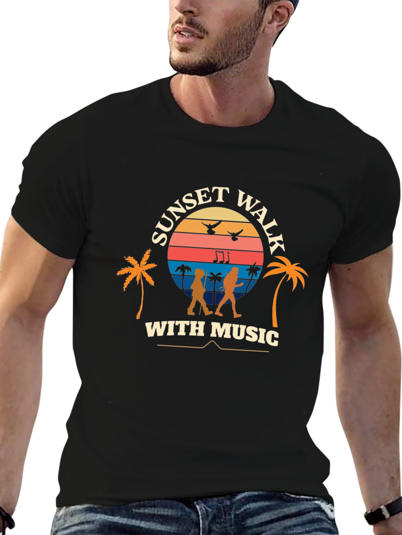 Sunset Walk With Music Graphic Tee