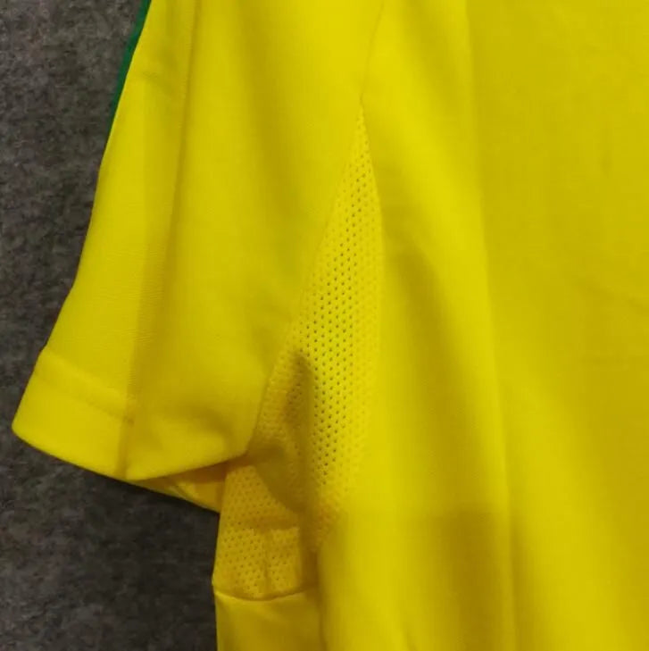 2002 Brazil Home Yellow Retro Soccer Jersey Detail 4