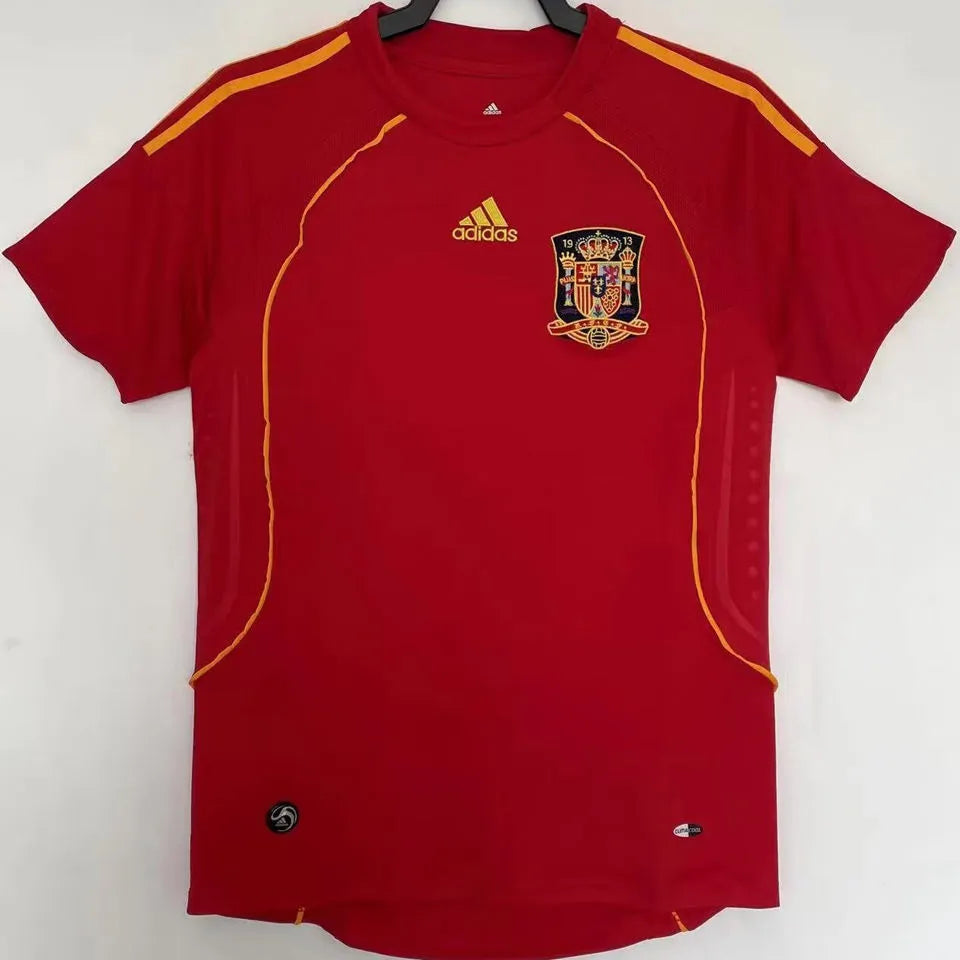2008 Spain Home Red Retro Soccer Jersey Front