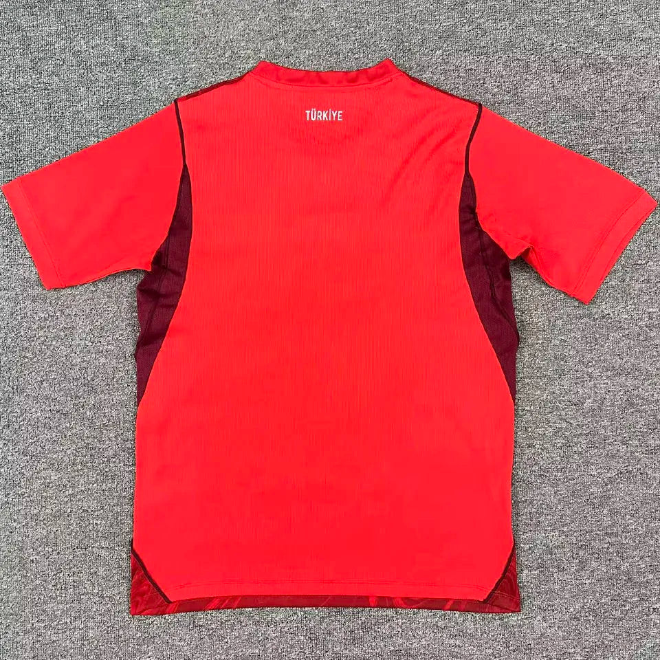 2026/27 Turkey Away Red Fans Soccer Jersey (Have Right Patch 有右臂章 白底黑字） Detail 1