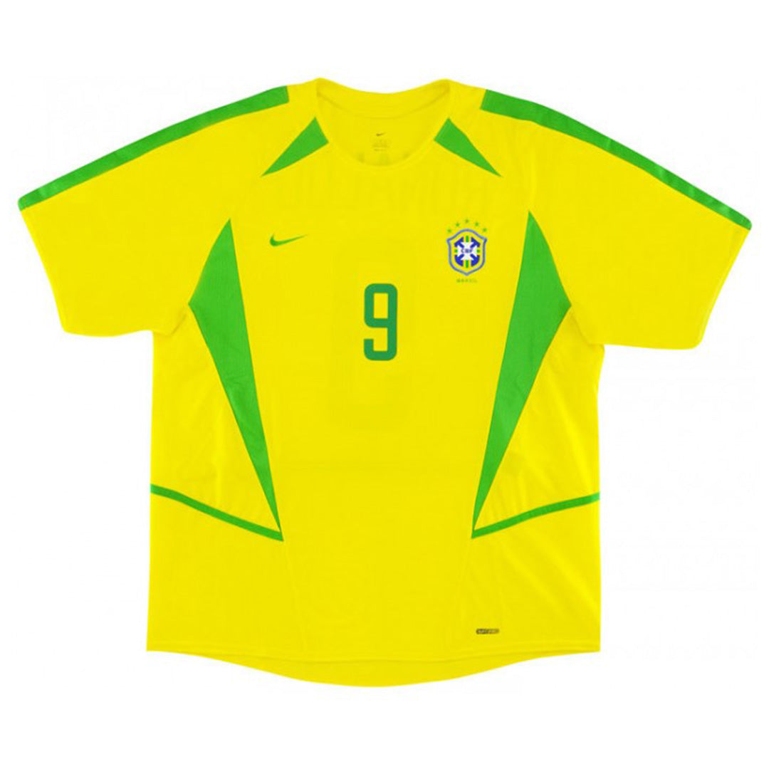 Ronaldo #9 Retro Brazil Home Jersey World Cup 2002 Back