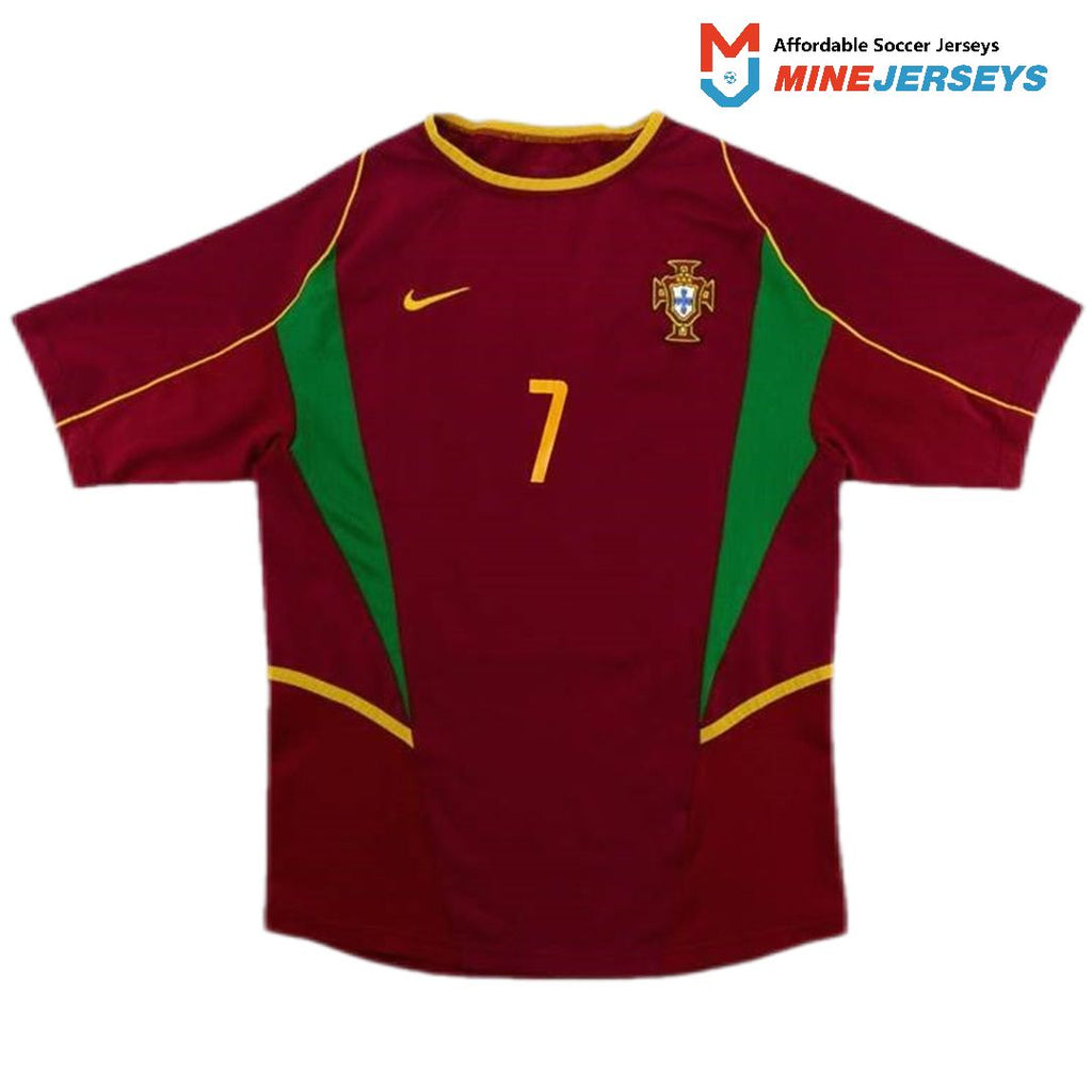 Figo #7 Retro Portugal Home Jersey World Cup 2002 Back