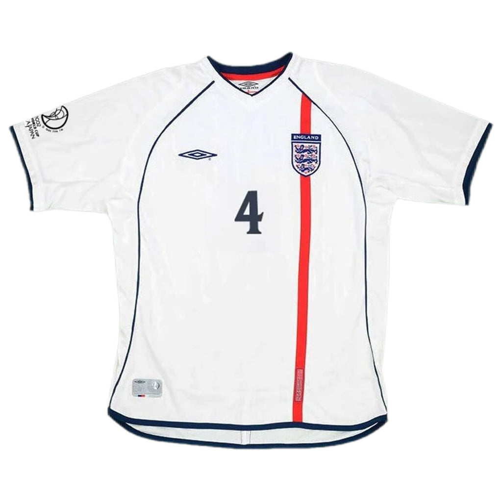 Gerrard #4 Retro England Home Jersey World Cup 2002 Back