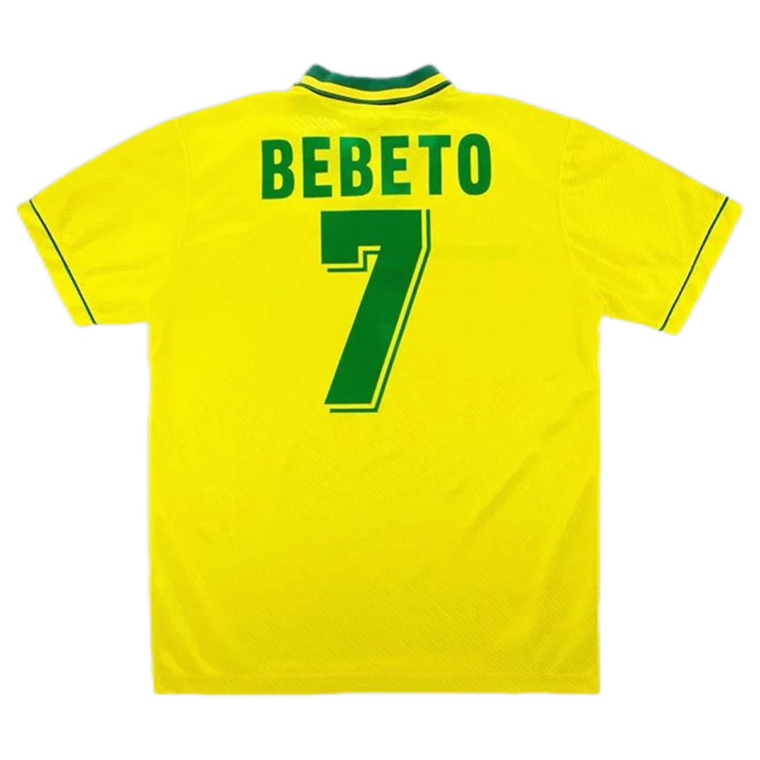 BEBETO #7 Retro Brazil Home Jersey World Cup 1994 Front