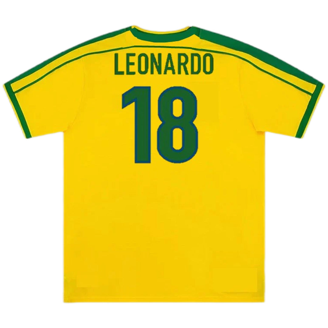 LEONARDO #18 Retro Brazil Home Jersey World Cup 1998 Front