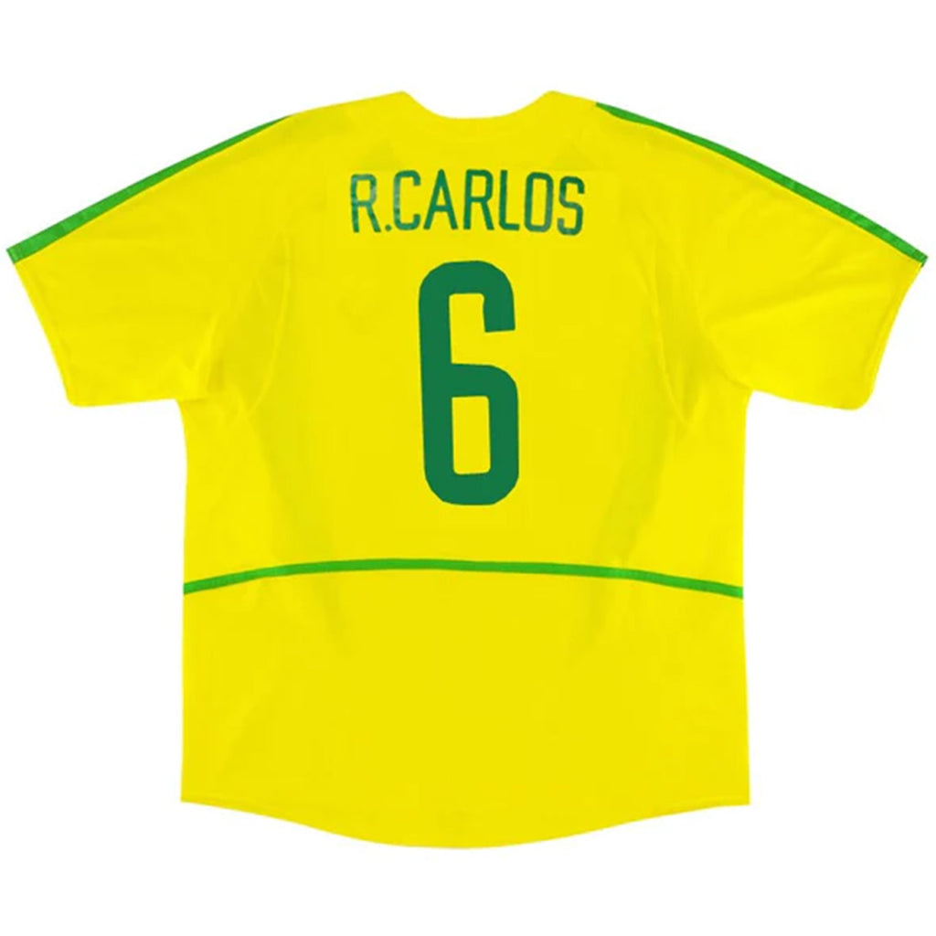 R.CARLOS #6 Retro Brazil Home Jersey World Cup 2002 Front
