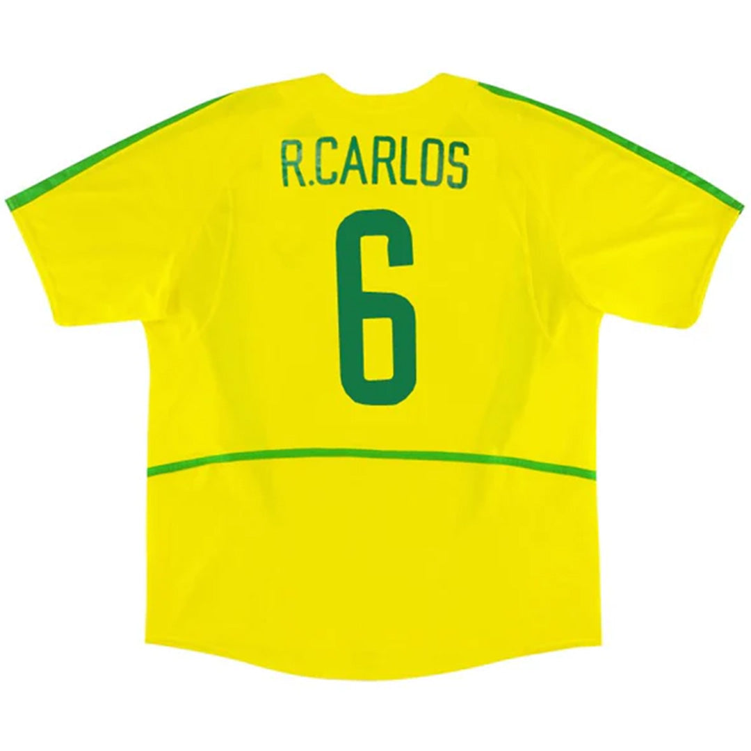 R.CARLOS #6 Retro Brazil Home Jersey World Cup 2002 Front
