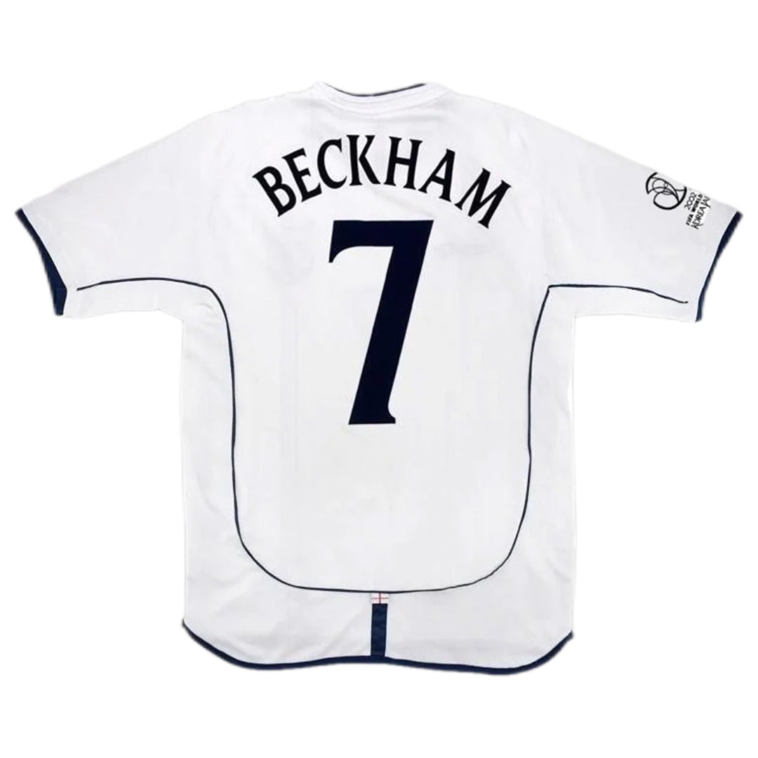 Beckham #7 Retro England Home Jersey World Cup 2002 Front