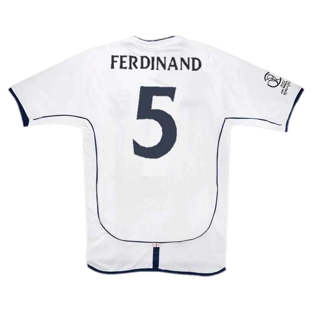 Ferdinand #5 Retro England Home Jersey World Cup 2002 Front