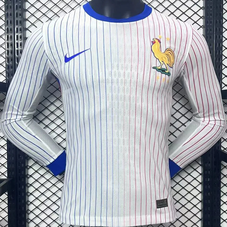 2024//25 France Away White Player Version Long Sleeve Jersey Front