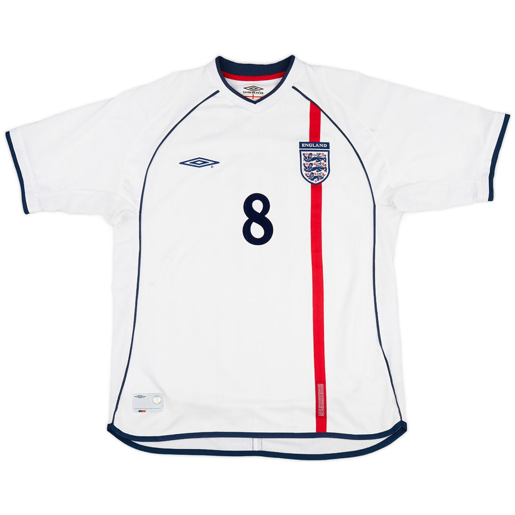 SCHOLES #8 Retro England Home Jersey World Cup 2002 Back