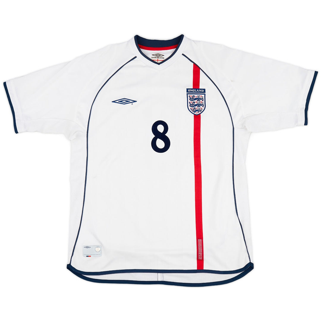 SCHOLES #8 Retro England Home Jersey World Cup 2002 Back