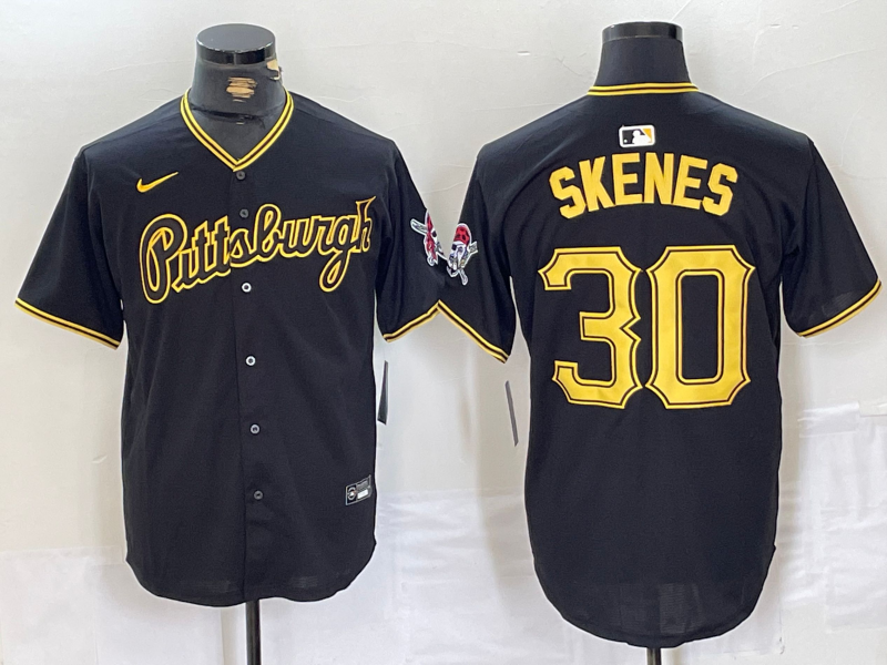 Men's Pittsburgh Pirates Paul Skenes #30 Black Replica Player Jerseys