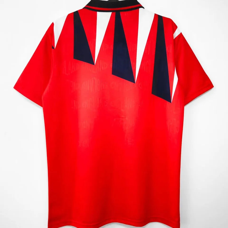 1992 England Away Red Retro Soccer Jersey Back