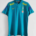 2021/22 Brazil Light Blue POLO Soccer Jersey有钮 Front