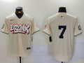 Men's New York Yankees Mickey Mantle #7 Cream Player Name Jerseys