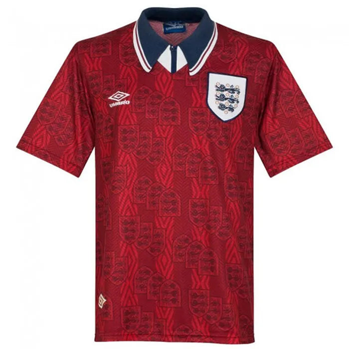 1994 England Away Red Retro Soccer Jersey Front