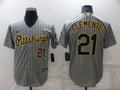 Men's Pittsburgh Pirates Roberto Clemente #21 Gray Authentic Game Jerseys