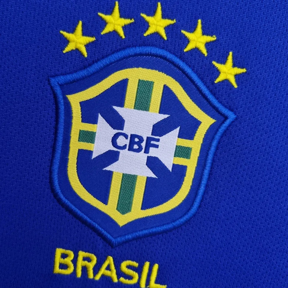 2004/06 Brazil Away Blue Retro Soccer Jersey Detail 3