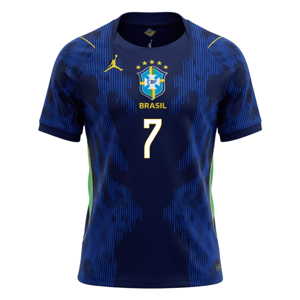 VINI JR. #7 Brazil Away Soccer Jersey World Cup 2026 Navy Back