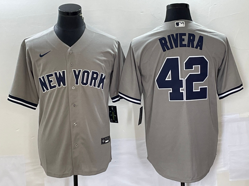 Men's New York Yankees Mariano Rivera #42 Gray Replica Player Jerseys