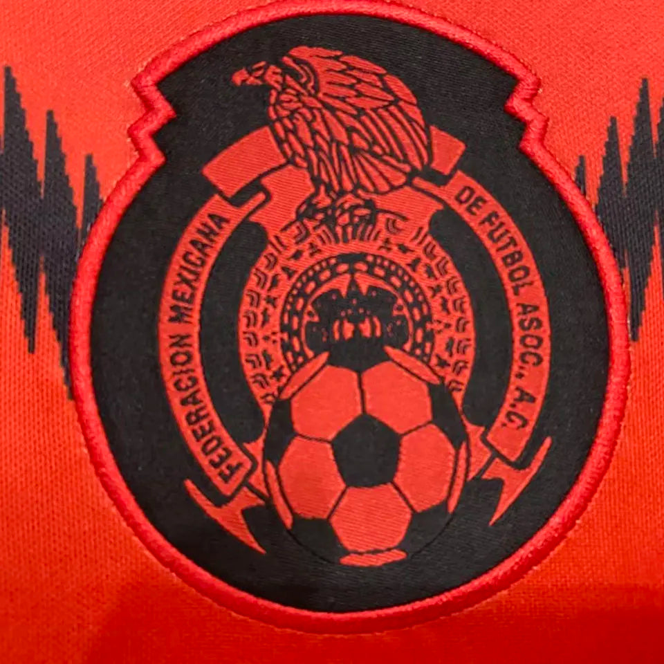 2014 Mexico Away Orange Retro Soccer Jersey Detail 1