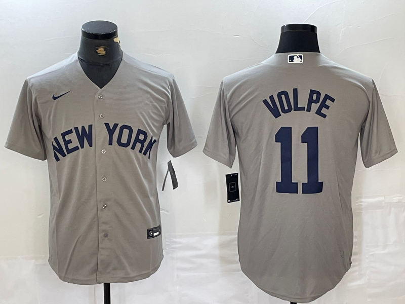 Men's New York Yankees Anthony Volpe #11 Gray Limited Game Jerseys