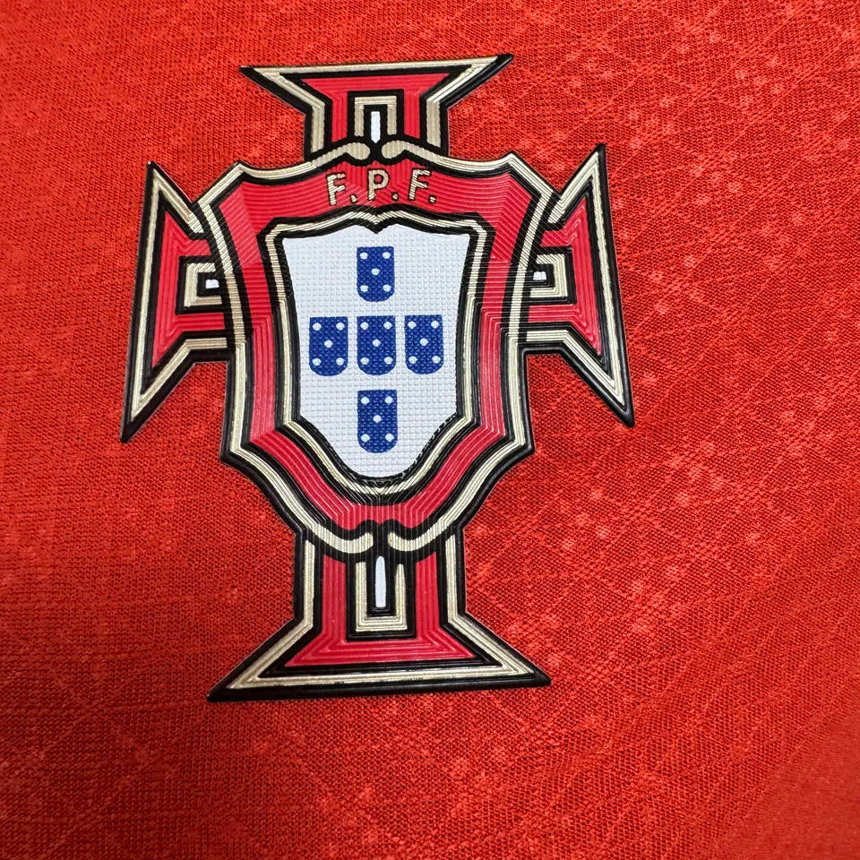 2025 Portugal Home Red Player Version Soccer Jersey Detail 1