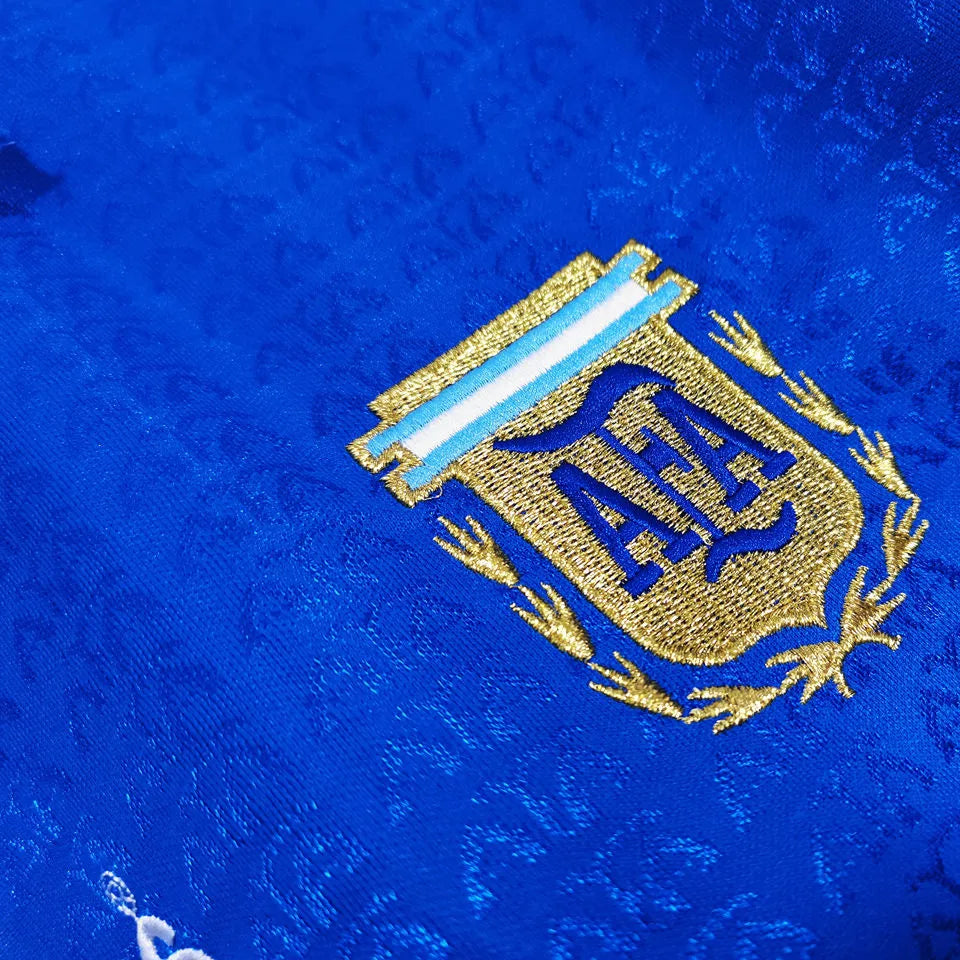 1994 Argentina Away Blue Retro Soccer Jersey Detail 4