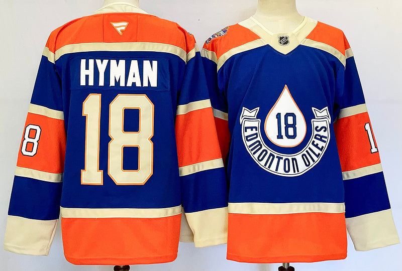 Men's Edmonton Oilers Zach Hyman #18 Blue Game Jerseys
