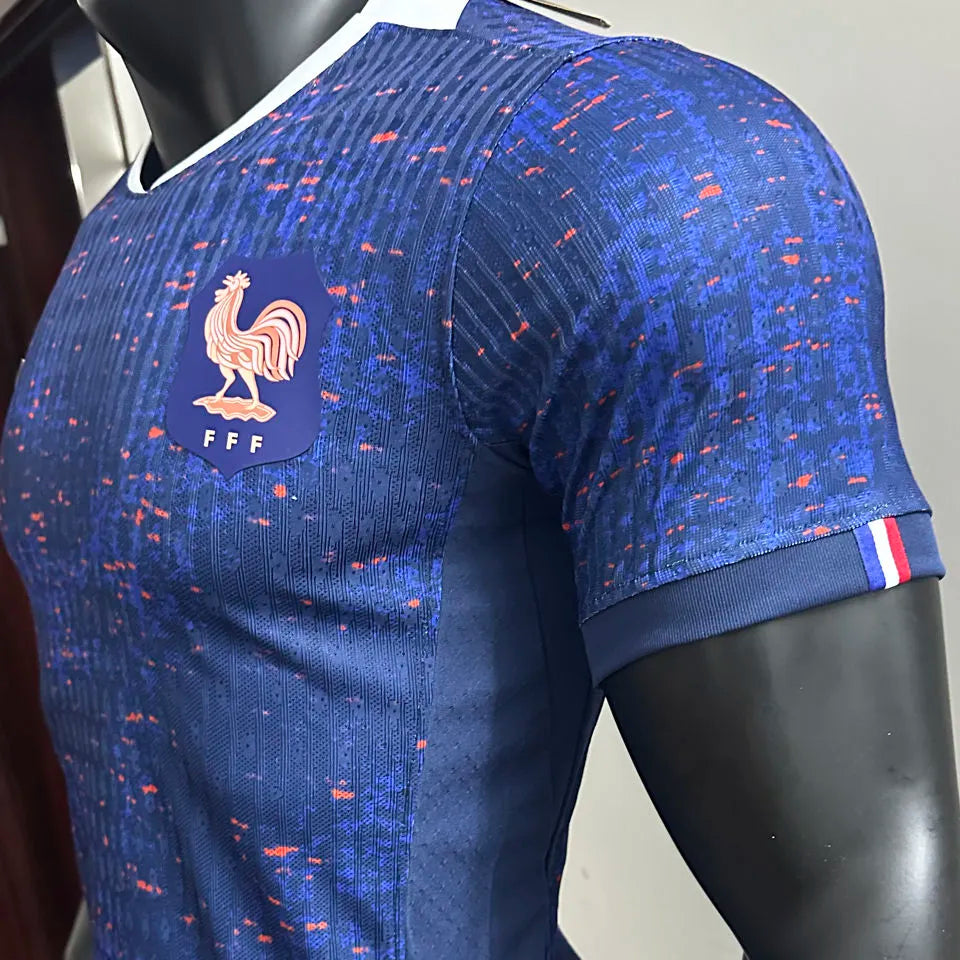 2025/26 France Home Blue Player Version Soccer Jersey Detail 3