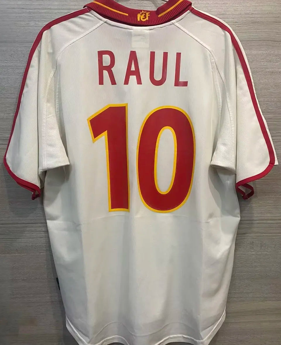 2000 Spain Away White Retro Soccer Jersey Back
