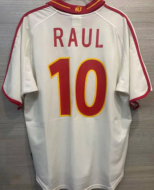 2000 Spain Away White Retro Soccer Jersey Back