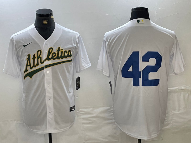 Men's Oakland Athletics #42 White 2024 Jackie Robinson Day Home Limited Jerseys