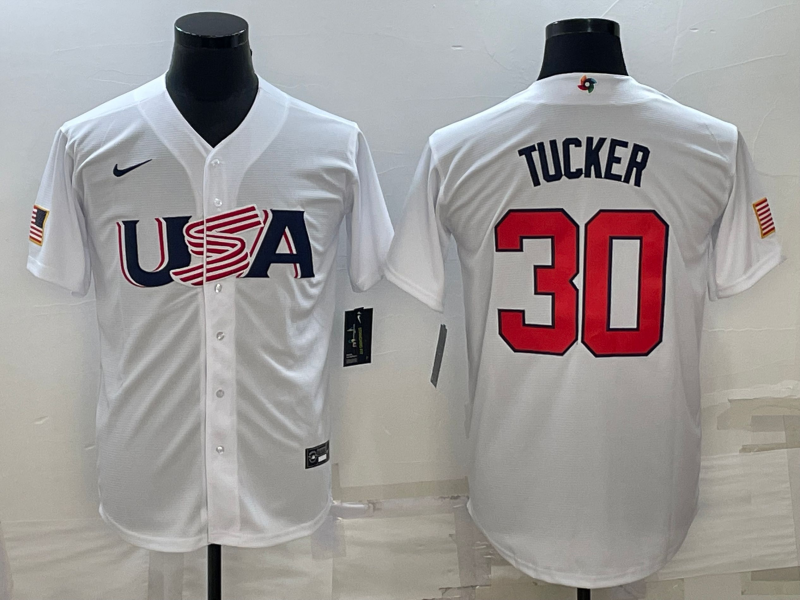 Men's 2023 World Baseball Classic #30 Kyle Tucker USA White Jerseys