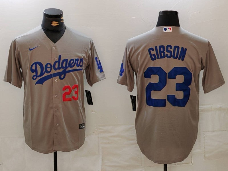 Men's Los Angeles Dodgers Kirk Gibson #23 Gray Limited Player Jerseys