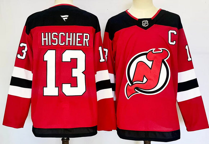 Men's New Jerseys Devils Nico Hischier #13 Red Player Game Jerseys