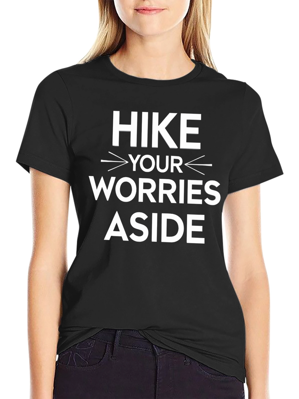 Hike Your Worries Aside Graphic Tee - Black