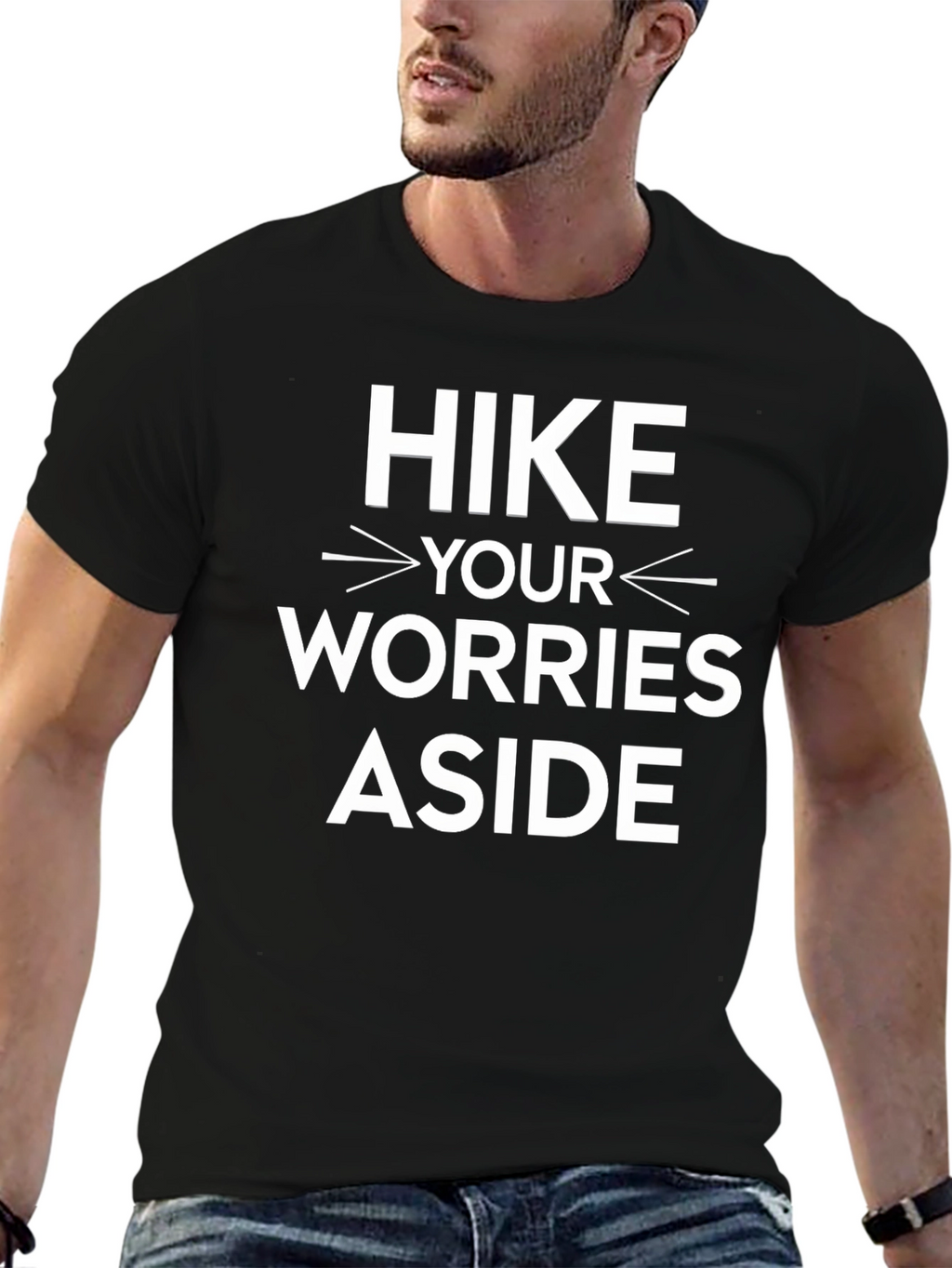 Hike Your Worries Aside Graphic Tee - Black