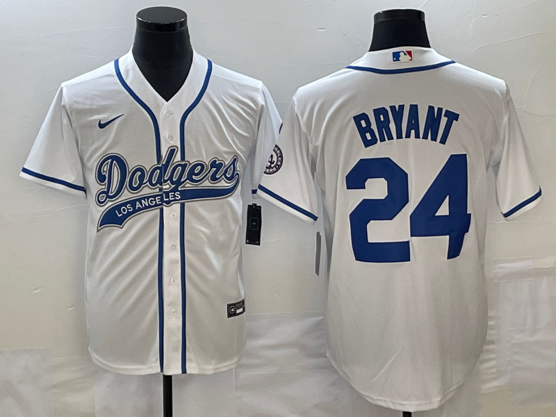 Men's Los Angeles Dodgers Kobe Bryant #24 White Player Jerseys Joint Edition