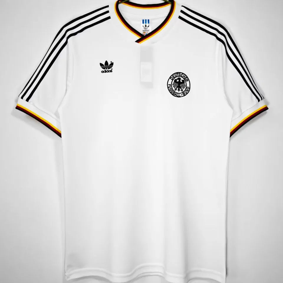 1986 Germany Home White Retro Soccer Jersey Front