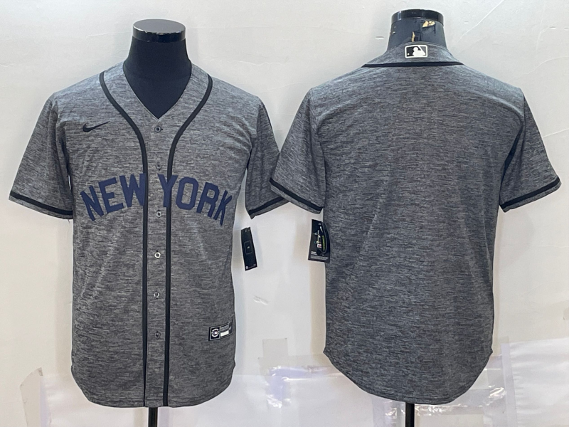Men's New York Yankees Gray Authentic Blank Jerseys