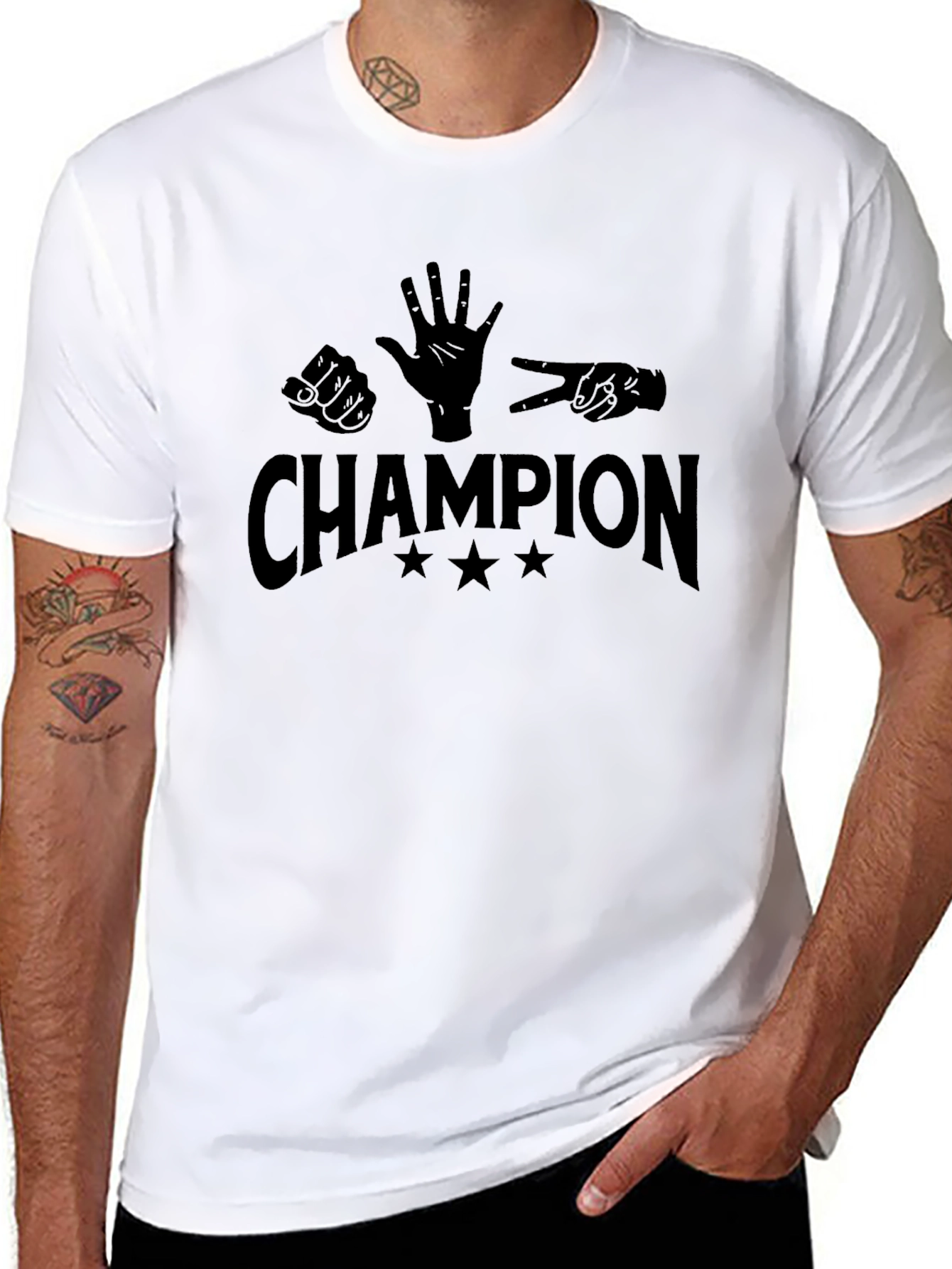 Rock Paper Scissors Champion Black T-Shirt